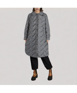 Gray Mid Length Down Jacket with Lapel