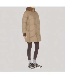 Knitted Down Jacket with Wide Collar