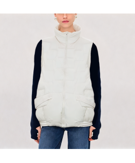 White Stand up Collar Down Vest