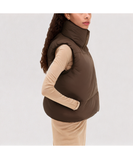 Brown Stand up Collar Down Vest
