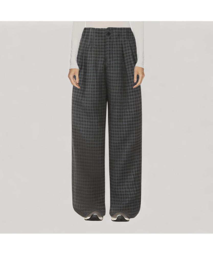 Fleece lined Plaid Wool Trousers