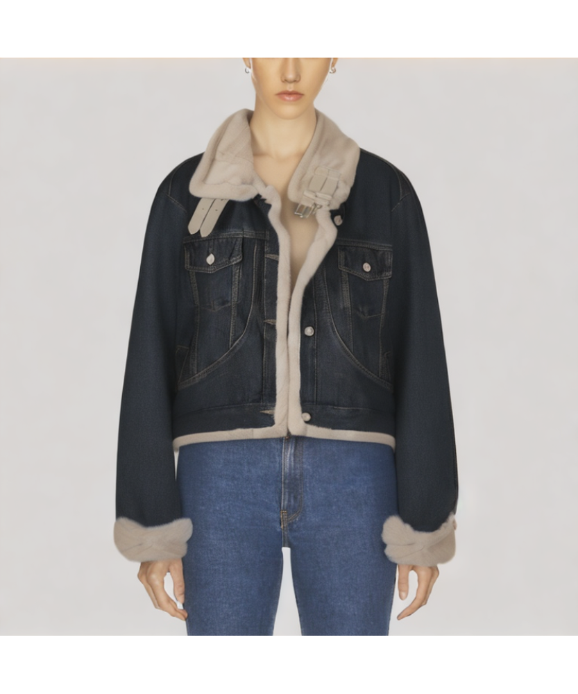 Stand up Collar Fleece Lined Short Jacket