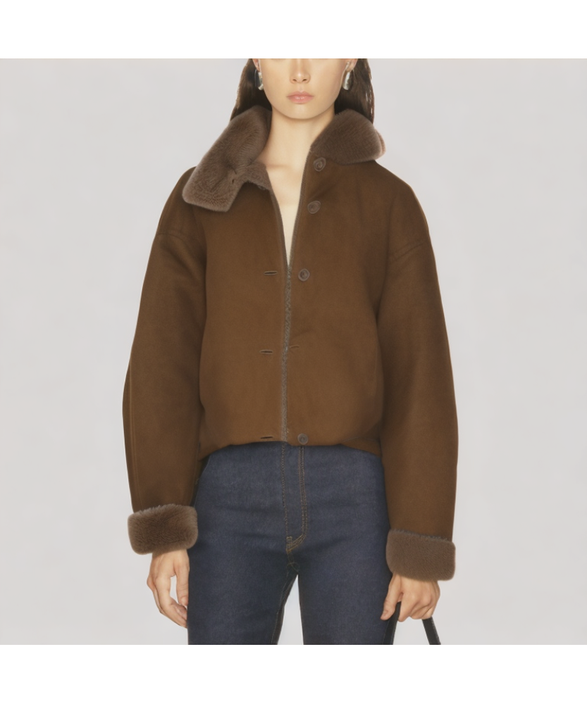 Reversible Short Shearling Jacket