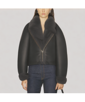 Solid Color Short Lambswool Jacket