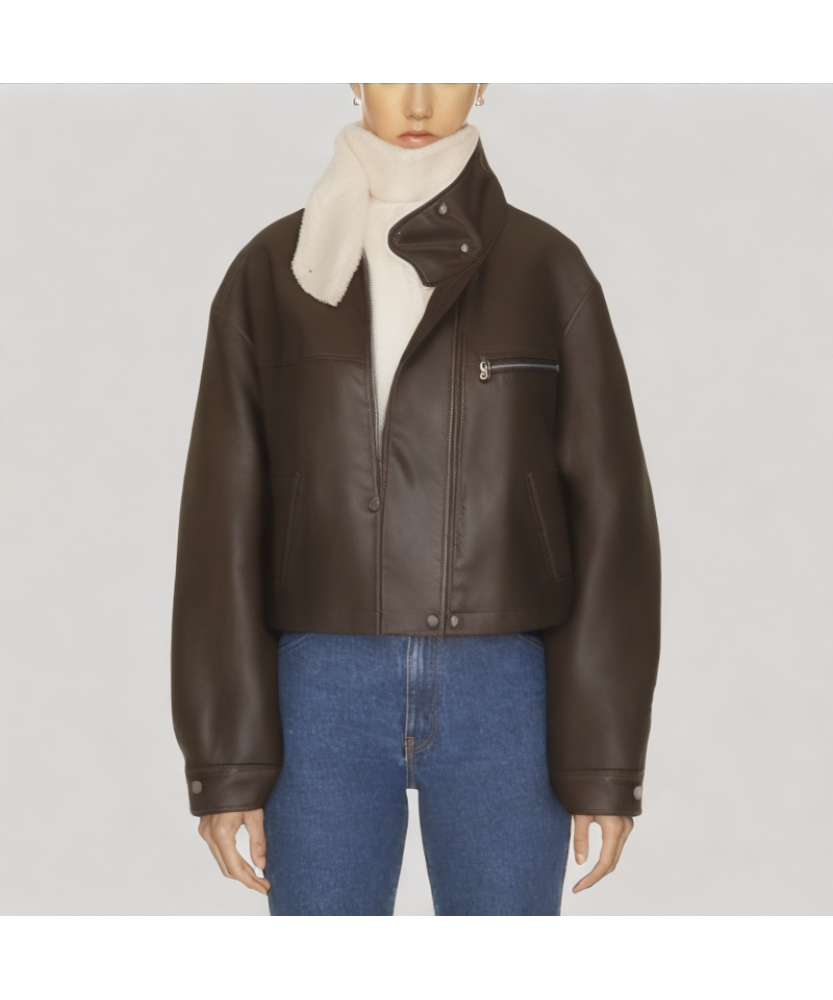 Retro PU Leather Short Jacket