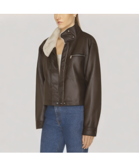 Retro PU Leather Short Jacket