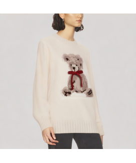 Teddy Bear Jacquard Crew Neck Sweater