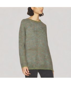 Ruffled Edge Loose Fitting Knit Sweater