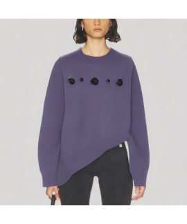 3D Floral Crew Neck Sweater