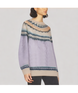 Jacquard Crew Neck Knit Sweater