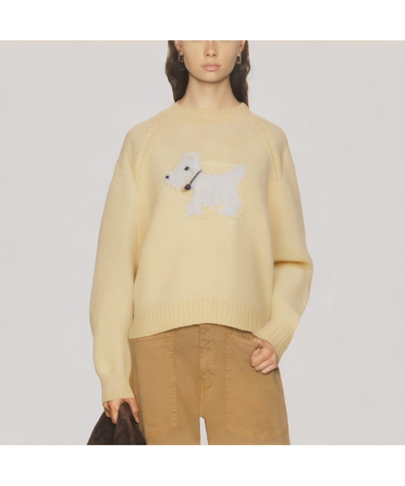 Puppy Jacquard Pullover Sweater