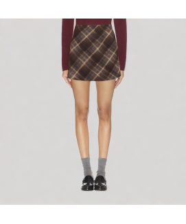 Plaid Wool A line Skirt