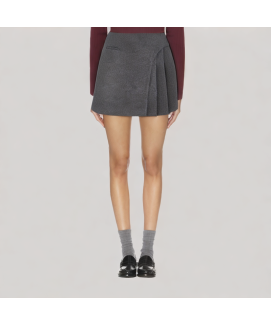 Gray Wool A line Midi Skirt