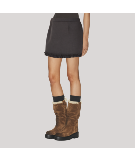 Gray Wool A line Skirt