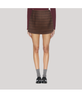 Brown Plaid A line Skirt