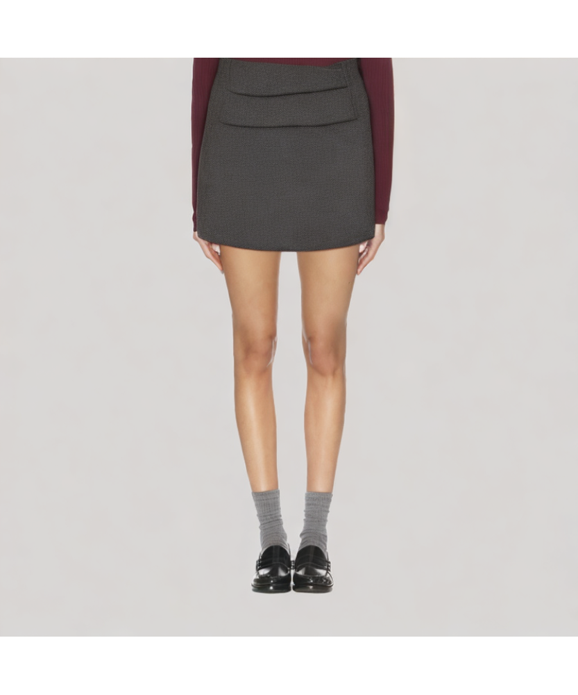 Irregular Sequined Wool Mini Skirt